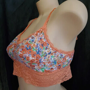 AERIE bra bralette top SEXY FLORAL LACE festival coquette boudoir WOMEN'S XL